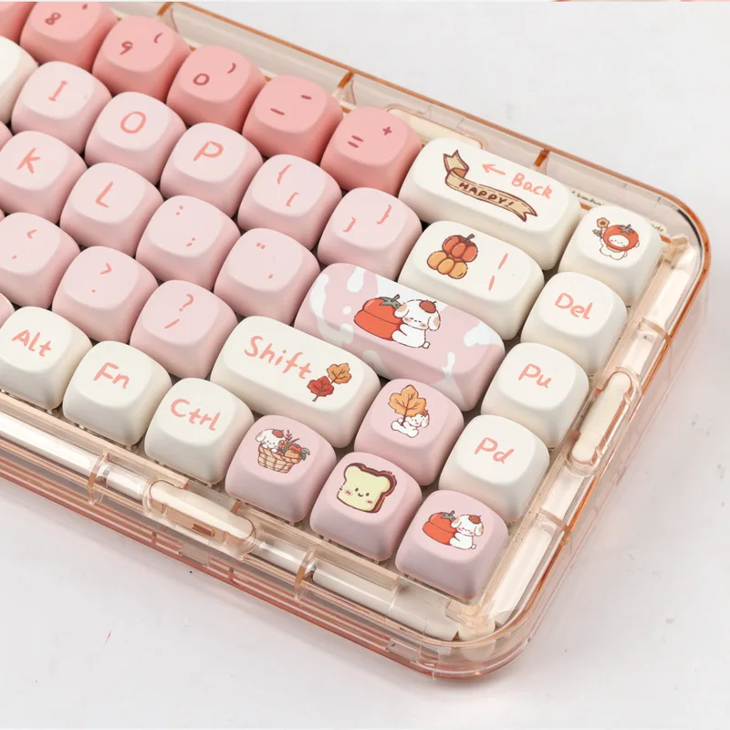 New Puppy Keycaps Moa Height Pbt Heat Sublimation 140 Keys Pink Cute Fresh Cartoon Full Set Mechanical Keyboard Keycaps Girls