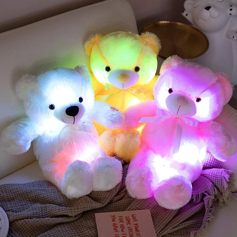 Luminous Creative Light Up LED Bear Stuffed Animal Plush Toy Colorful Glowing Shiny Plush Toys Christmas Gift