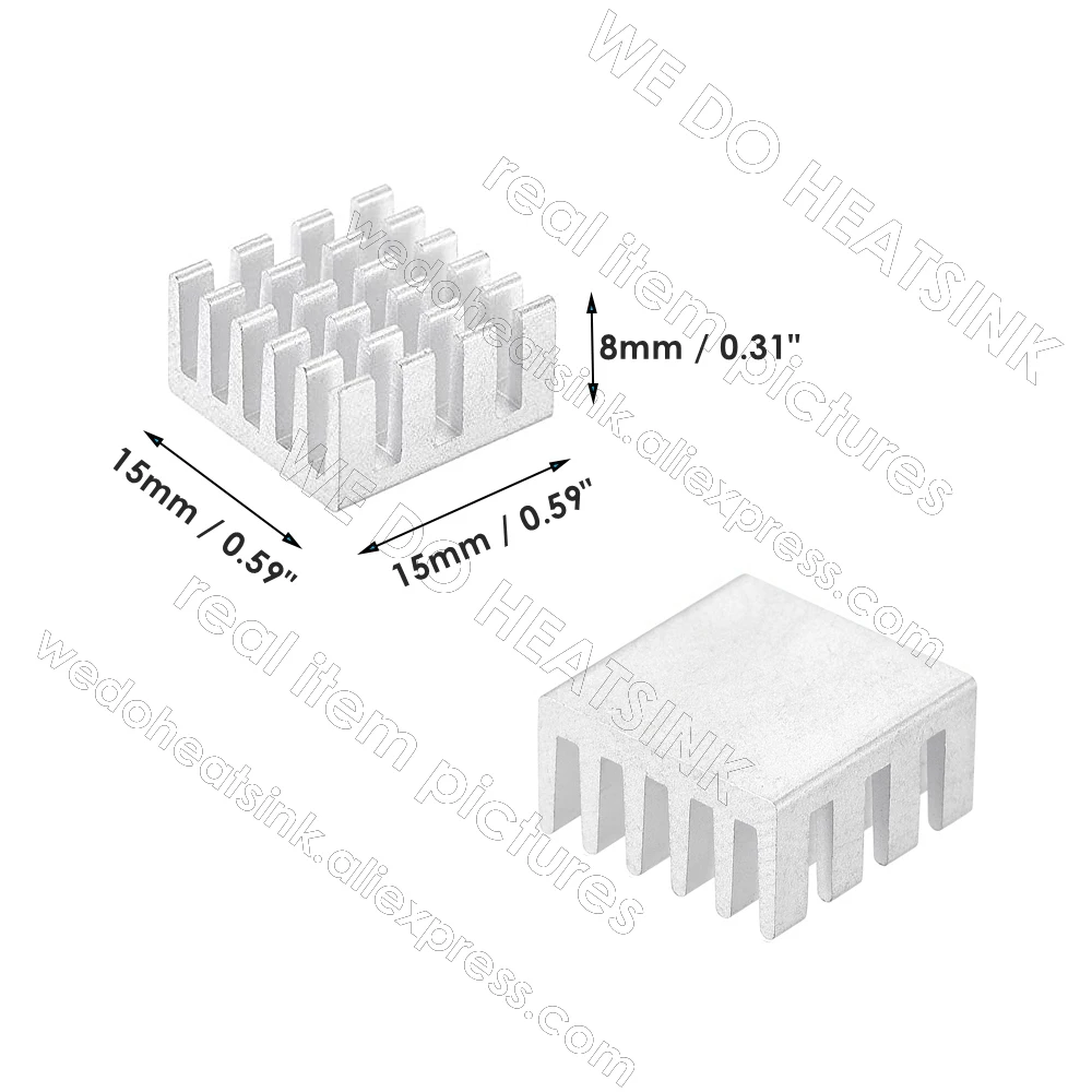 WE DO HEATSINK 15x15x8mm Without or With Thermal Pad CPU Chipset  Silver Slotted Aluminum Heatsink Cooler Radiator