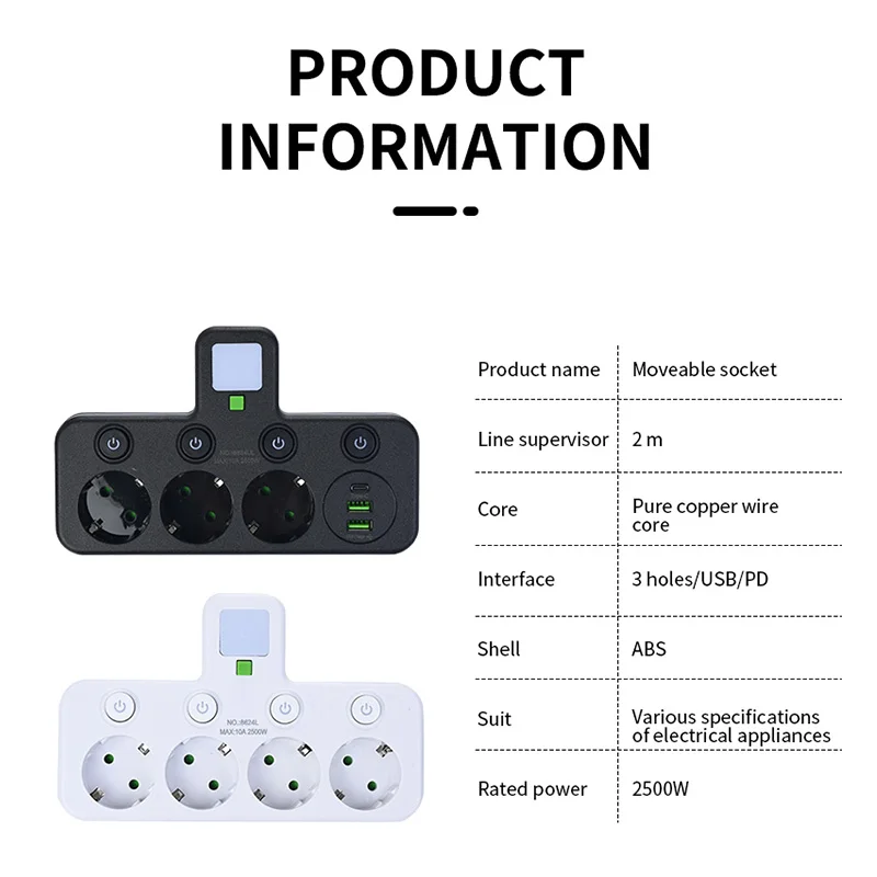 الاتحاد الأوروبي التوصيل المقبس 4/3/2/1 مآخذ قطاع الطاقة مع 2 USB نوع-C ميناء دون تمديد الجدار مهايئ شاحن للمكاتب المنزلية #6
