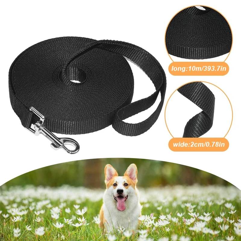 حبل جر متين وقوي من النايلون للحيوانات الأليفة بلون واحد حبل جر طويل للكلاب الصغيرة الكبيرة 5 متر 10 متر 20 متر 30 متر منتج من الرصاص #6
