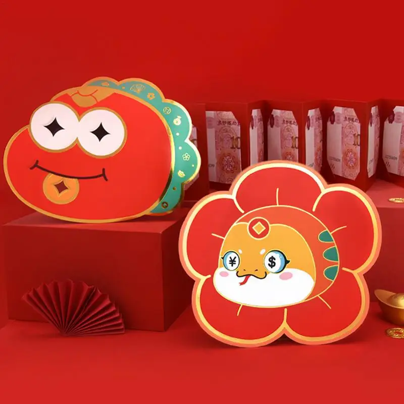 Red Envelope Cartoon Snake Pattern Money Bag Creative Red Packets Multiple Card Slot Lucky Money Envelopes For New Year parties