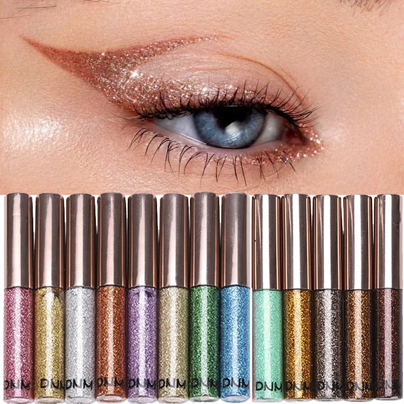 Diamond Eyeliner Eyeshadow 14 Colors Glitter Waterproof Lasting Quick Dry Shimmer Liquid Eye Liner Cosmetics Eyes Makeup Tools