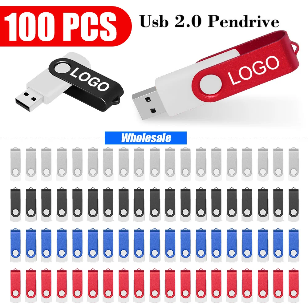 

100PCS USB 2.0 Pendrive 128GB 64GB 32GB 16GB 8GB Usb Flash Drive 4GB 2GB Free laser logo 2.0 Flash Drive Stick Best Gift