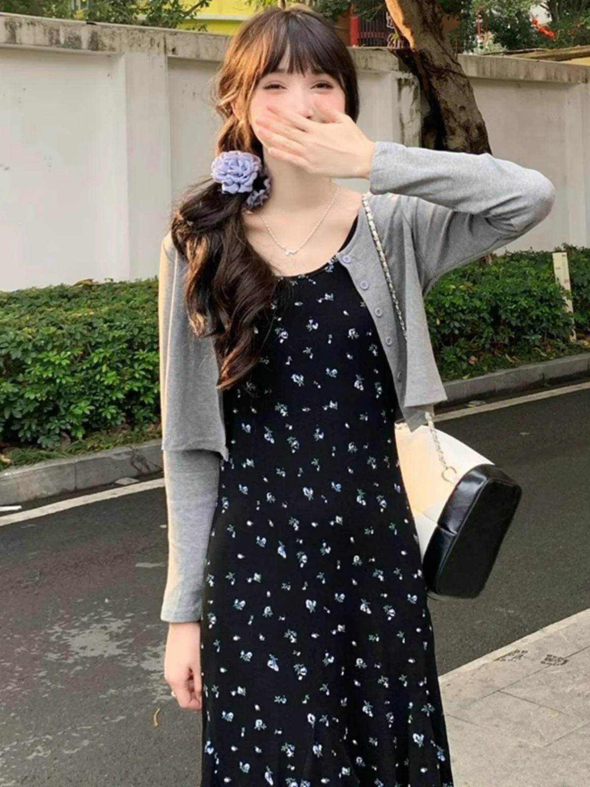 

Gray Knitted Summer Cardigan Women's Fashion Slim Fit Korean Style Sun Protection Outerwear Chic Short Sleeve round Neck Butt...