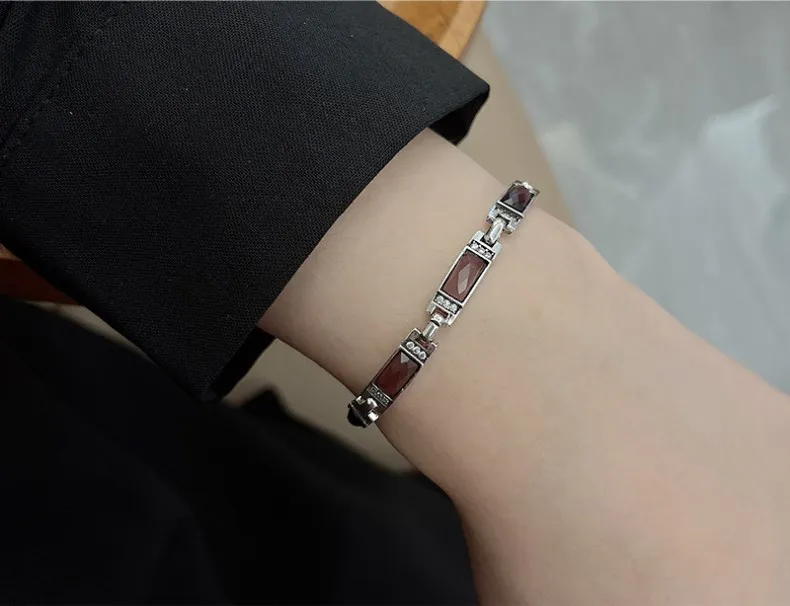 Neue Ankunft Trendy Lila Kristall Thai Silber Damen Armband Für Frauen Geburtstag Geschenke Nie Verblassen Billig – Detail 8
