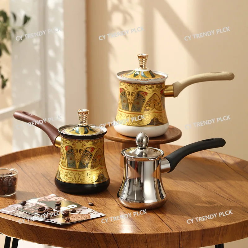 Turkish Coffee Pot Latte Cup Three Pack Stainless Steel Cream Cup Chocolate Hot Butter Cup Set