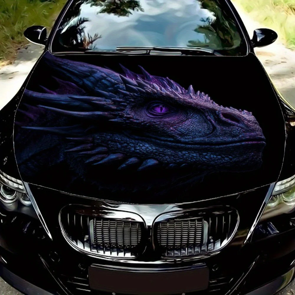 

Purple-Eyed Dragon Car Vinyl Wraps - Suitable For Most Engine Hood,Bubble-free Design,Waterproof,Cleanable And Convenient Durabl