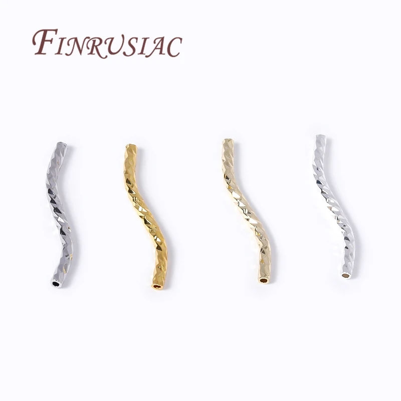 18K Gold Plated S Shape Curved Tube Brass Metal Twisted Tube Beads Connector, Handmade DIY Jewellery Findings Components