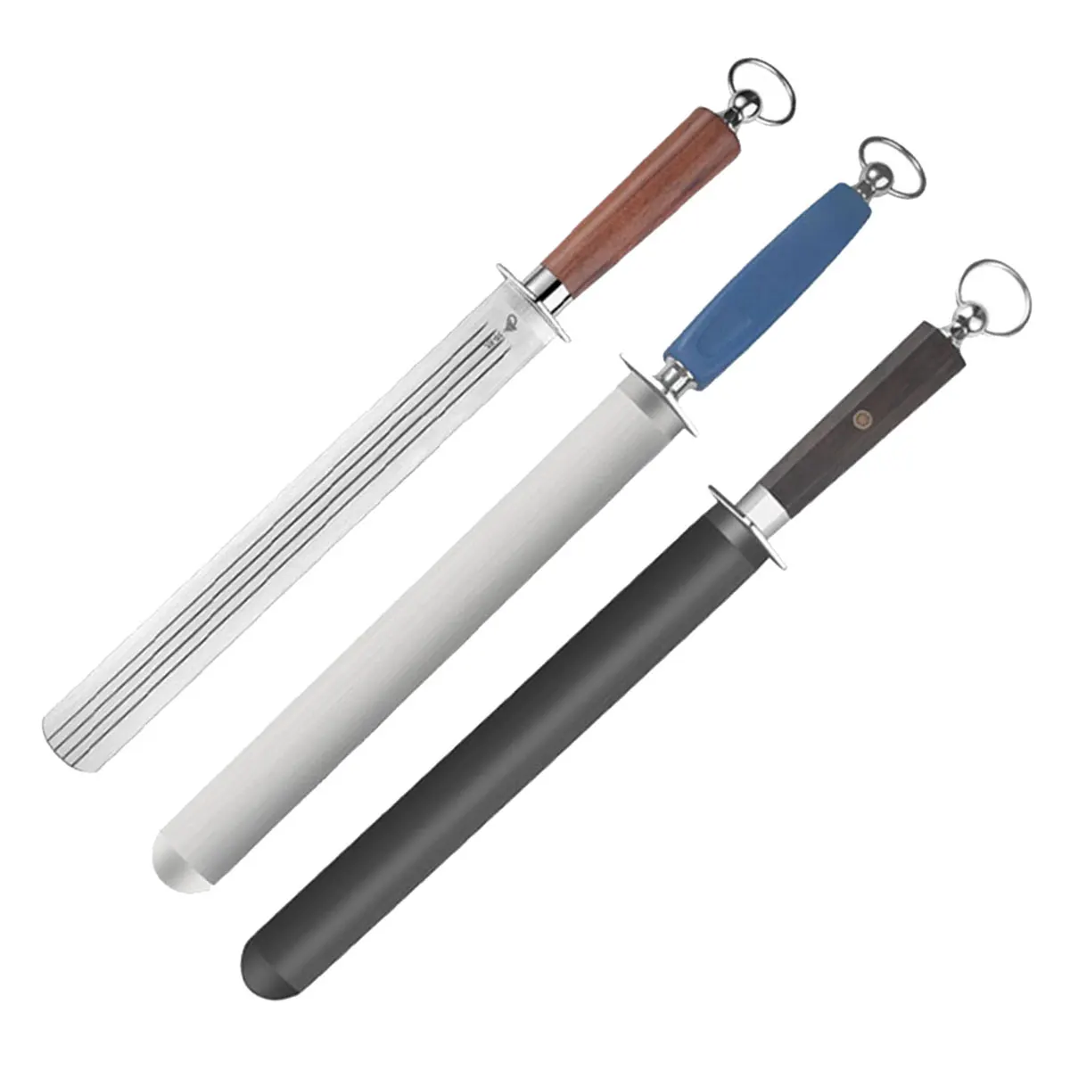 Heavy Duty Knife Sharpener Steel Tungsten Honing Rod with Wood Handle Professional Chef Grade for Kitchen Knives Maintenance