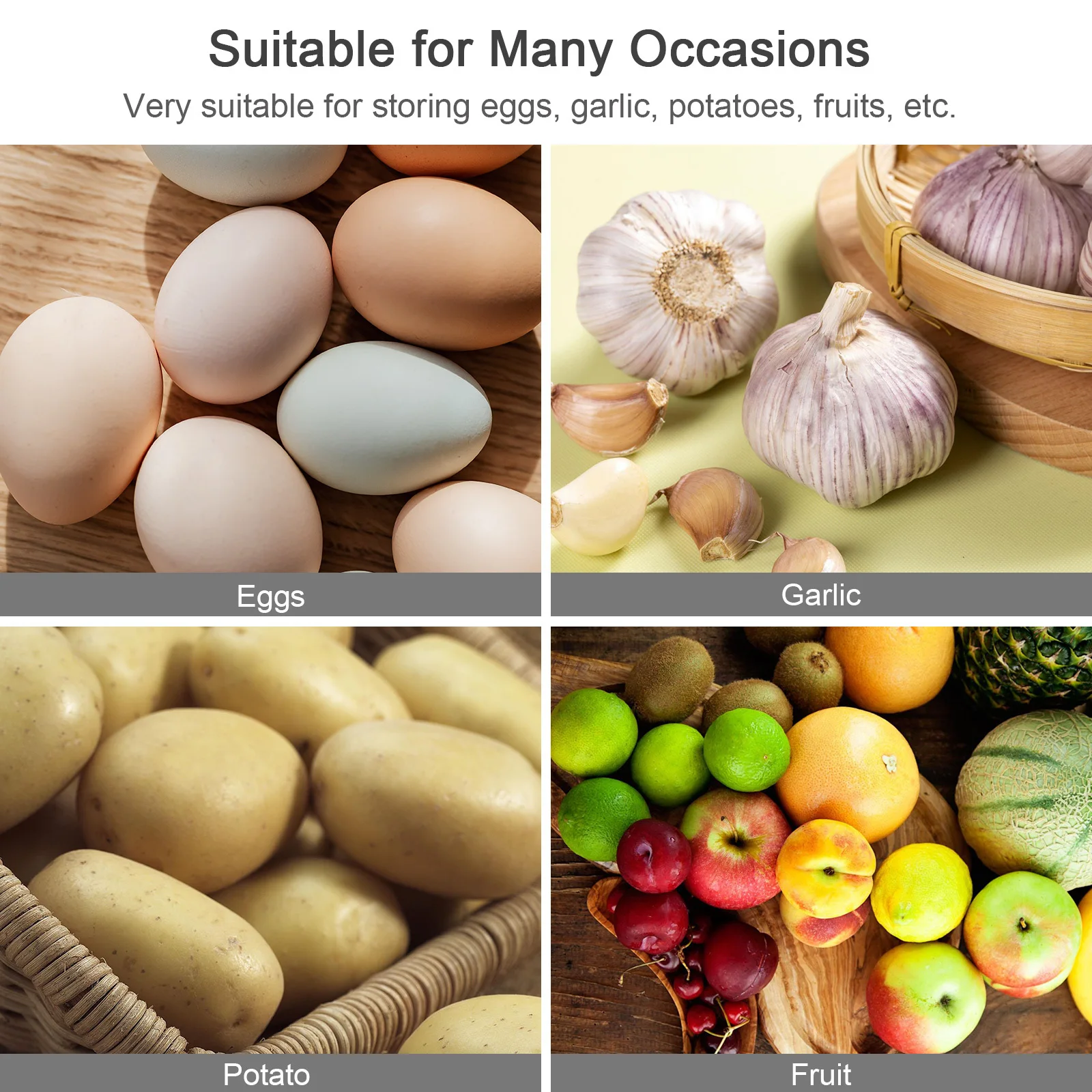 

Egg Storage Box Fruit Vegetable Basket Kitchen Organizer Large Space Tidy Countertop Desktop Ornament Practical