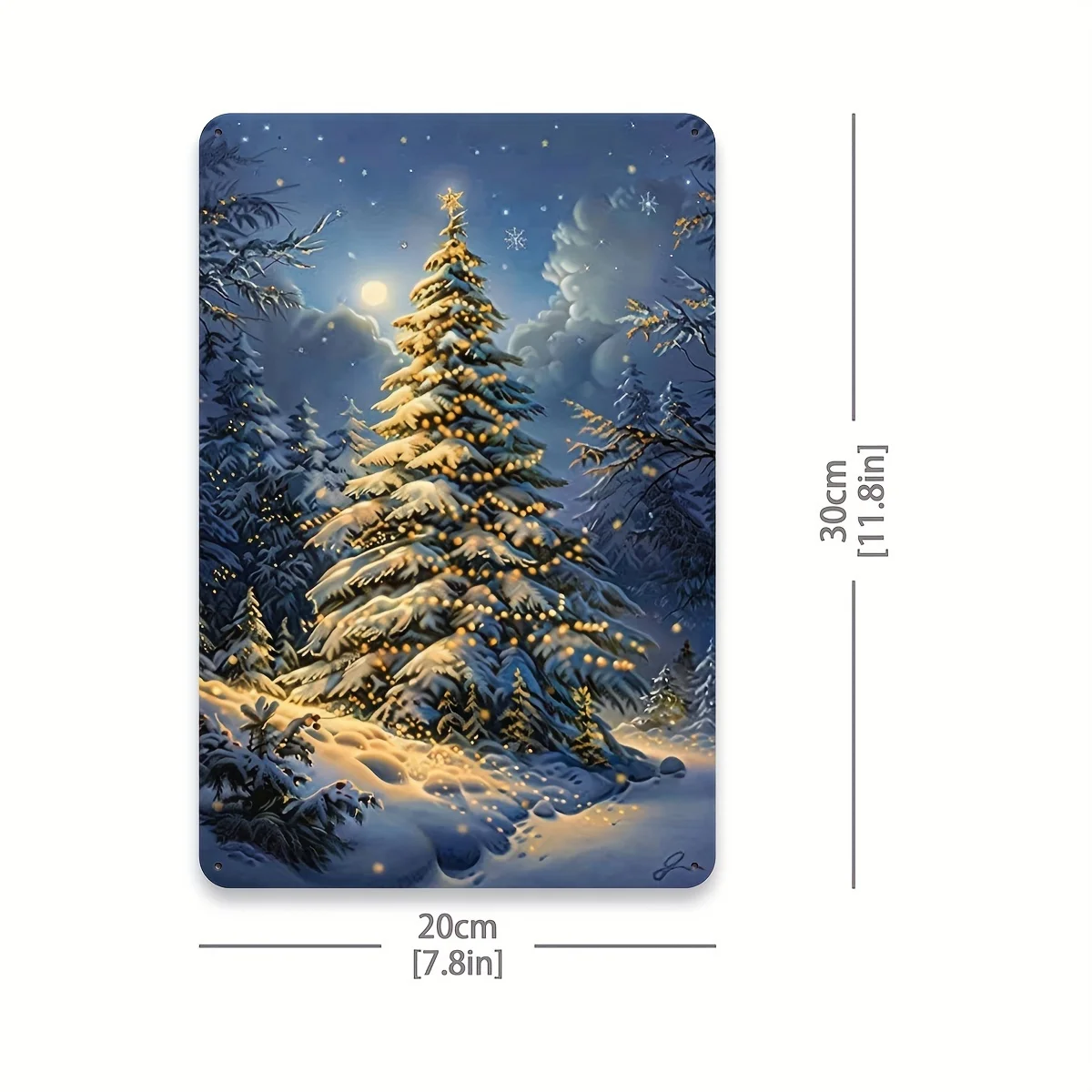 Room Decor 1pc Vintage Christmas Tree Metal Tin Sign, Iron Wall Art Decor for Home, Living Room, Bathroom, Cafe, Garage - Festiv