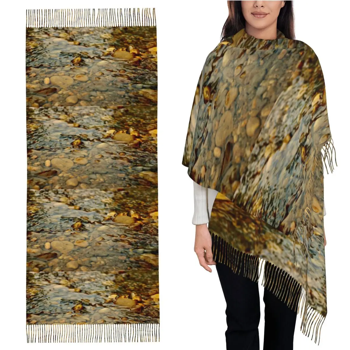 

Шарф Creek Pebbles, шарфы с кисточками для женщин, мягкие теплые шали и накидки, большая осенне-зимняя шаль