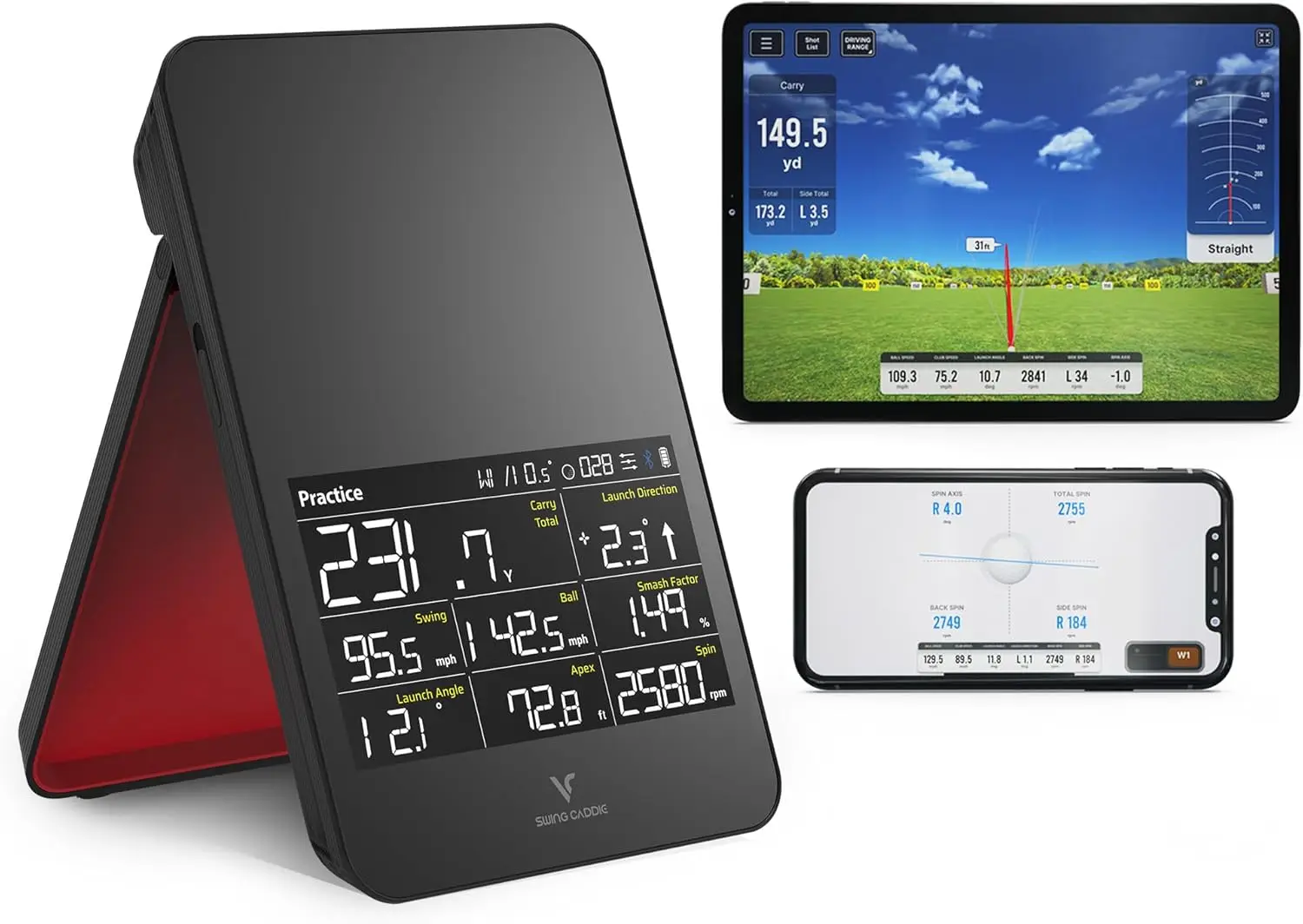 

Voice Caddie SC4 PRO Golf Launch Monitor & 3D Driving Range Simulator for Indoor and Outdoor Use | Portable Golf Swing Analyzer & Golf Tracker with Built-in Screen