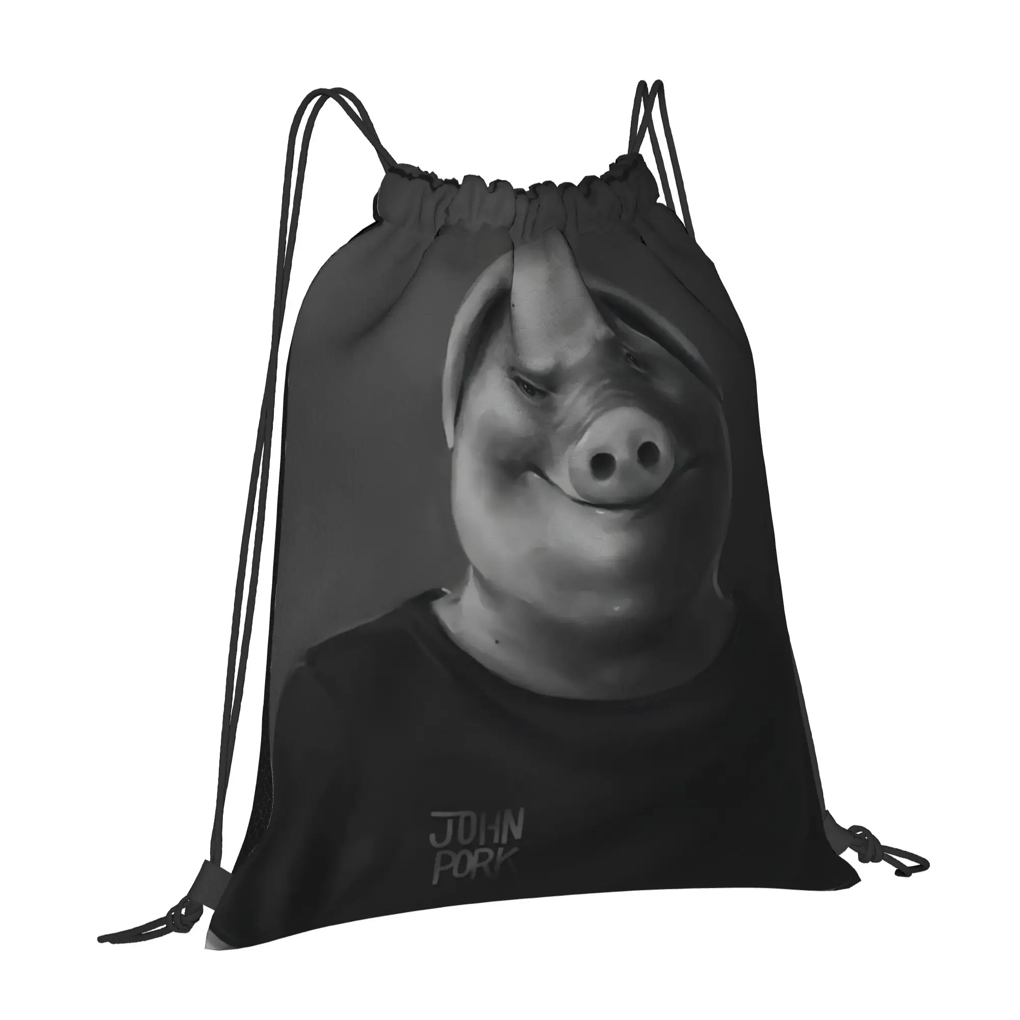 John Pork 6 John Pork Multi-function Pocket Men Women Storage Backpack Teenager Travel Bag Print Drawstring Bags