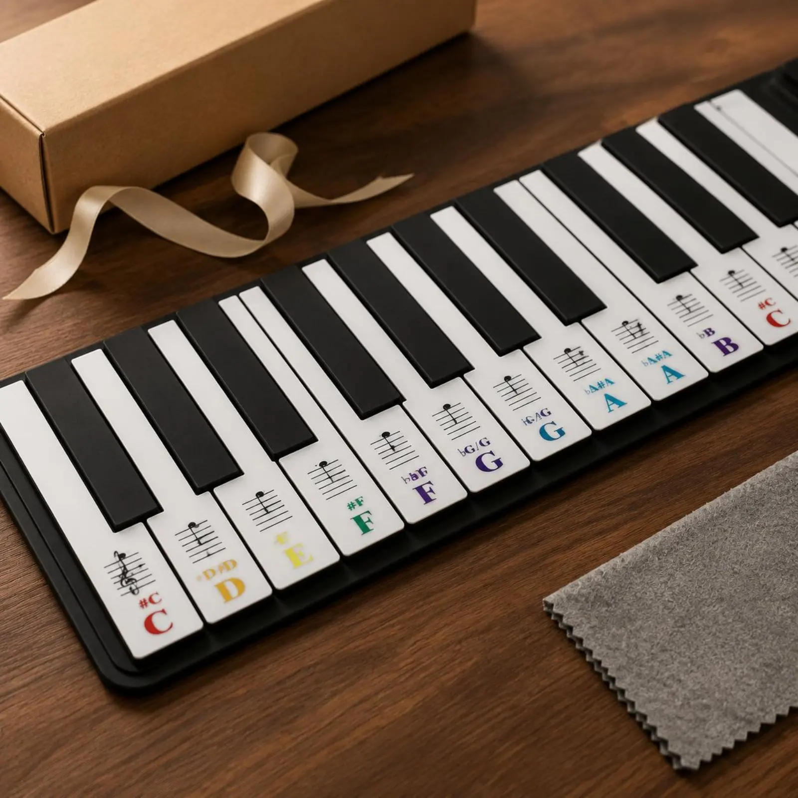 Piano Keyboard Labels No Residue Piano Key Notes Strip Music Learning Aid Reusable Education Accessories Double Stave