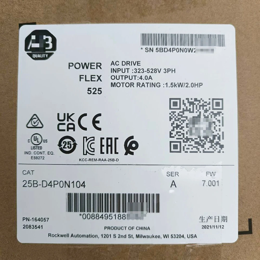 2022-2023 New Sealed AB 25B-D4P0N104 Power Flex 525 1.5kW 2Hp AC Drive