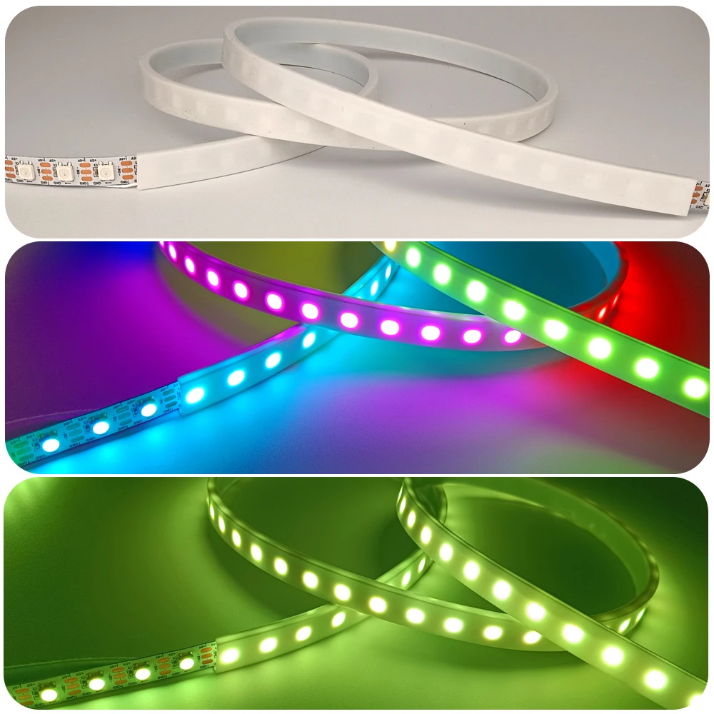 1-5m Black White Transparent Silicon Tube IP67 Waterproof For 10mm PCB Width SMD 5050 3528 WS2811 WS2812B  Led Strip Light