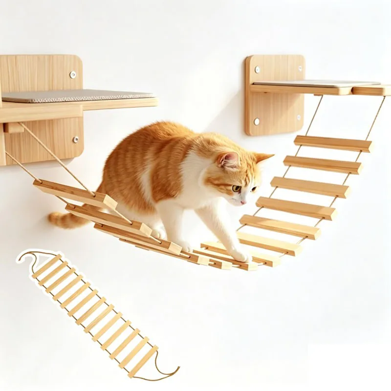 Katzen-Kletterbasis für Treppensteigende Katzen mit Schwert-Katzenspielzeug, Holz-Katzenkletterbasis und Spielbereich