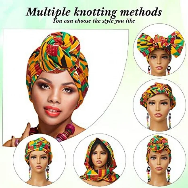 1 pc African batik printed headscarf ethnic Printing Woman Turban Hats headwear Ankara kente headpiece