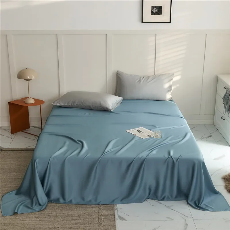 Solid color 1 piece Lyocell bed sheet, single piece, summer nude sleeping ice silk