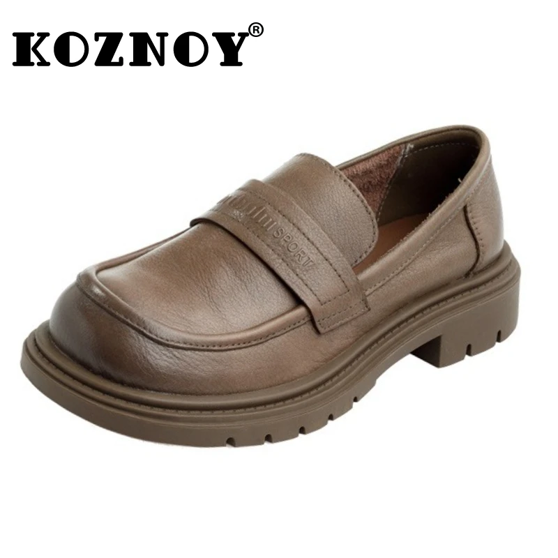 

Koznoy 3,5 см из коровьей натуральной кожи, удобные кроссовки Мэри Джейн без шнуровки, женские лоферы, модные туфли на танкетке на плоской подошве на плоской подошве