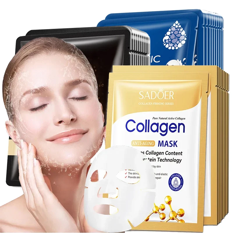 Mascarilla Facial de colágeno de caracol, 20 piezas, hidratante, antiarrugas, blanqueamiento, cuidado de la piel coreano