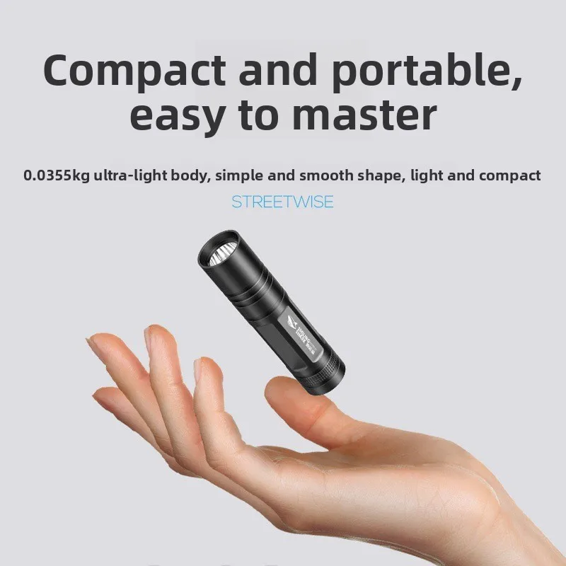 Super Aluminum Alloy Strong Light Flashlight Outdoor Waterproof Rechargeable Long Battery Life Household Late Night Lighting