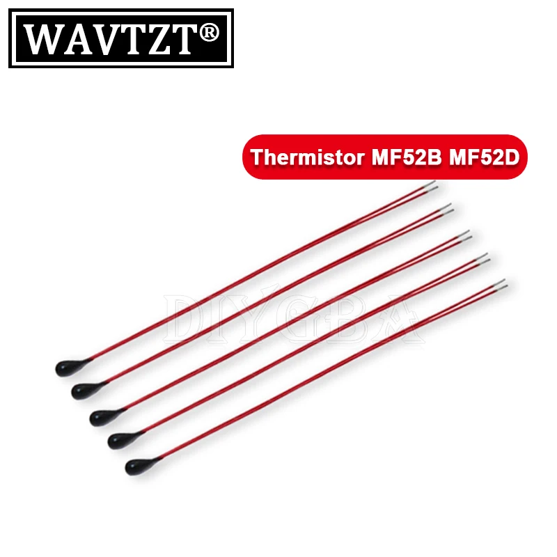 10PCS MF52B MF52D NTC Thermistor Thermal Resistor  10K 100K Probe Strap Wire B3950 B3435 1% 10CM Temperature Control Sensor