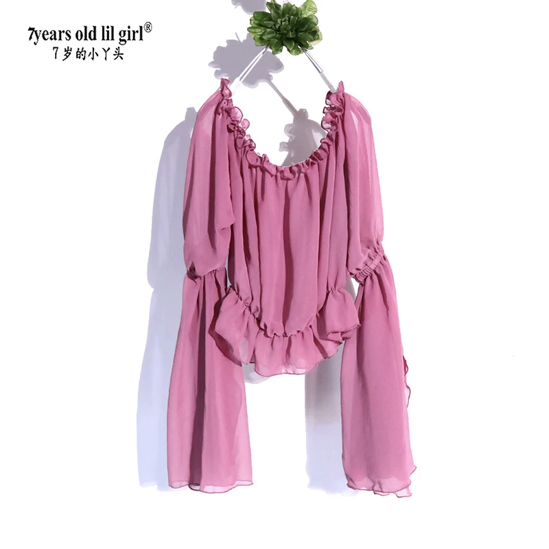 7세 어린 소녀 2025 쉬폰 트라이벌 벨리 댄스 의상 상의 보헤미안 집시 모던 ECA19