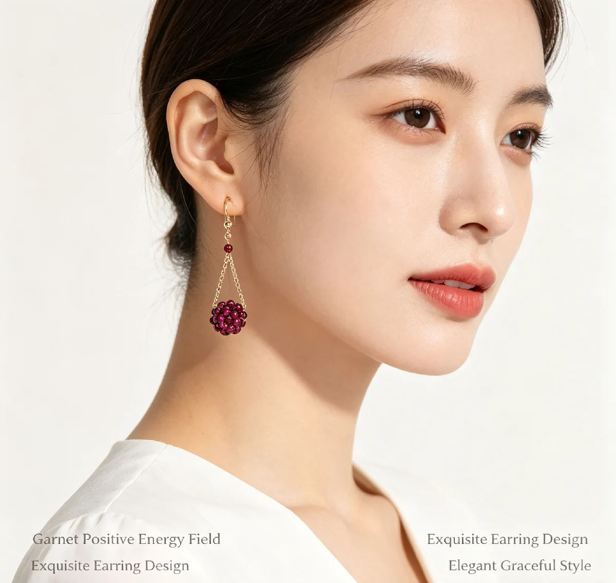 Garnet Earrings Women's Dangle Earrings Exorcism Peace Guarding Love Crystal Accessories Party Wedding Jewelry