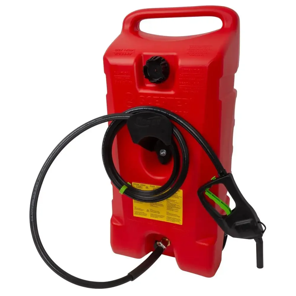 14 Gallon Gas Fuel Container Caddy with Siphon Pump Red Rolling Gas Can