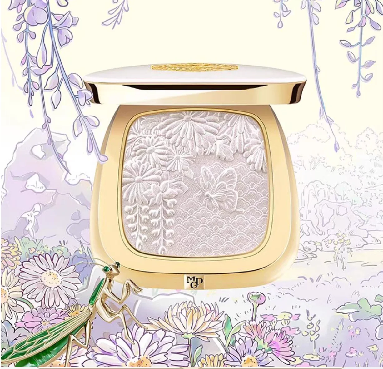 MAOGEPING Butterfly In Flowers Highlighter Pressed Powder Palette 5g 3D Contour Shading Palette Natural Facial Makeup Cosmetics