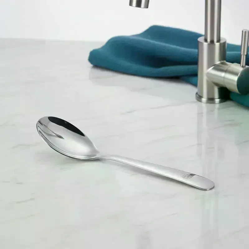Stainless Steel Dinner Scoop Flat Spoon Restaurant Flatware Tableware Soup Spoon Kitchen Tableware
