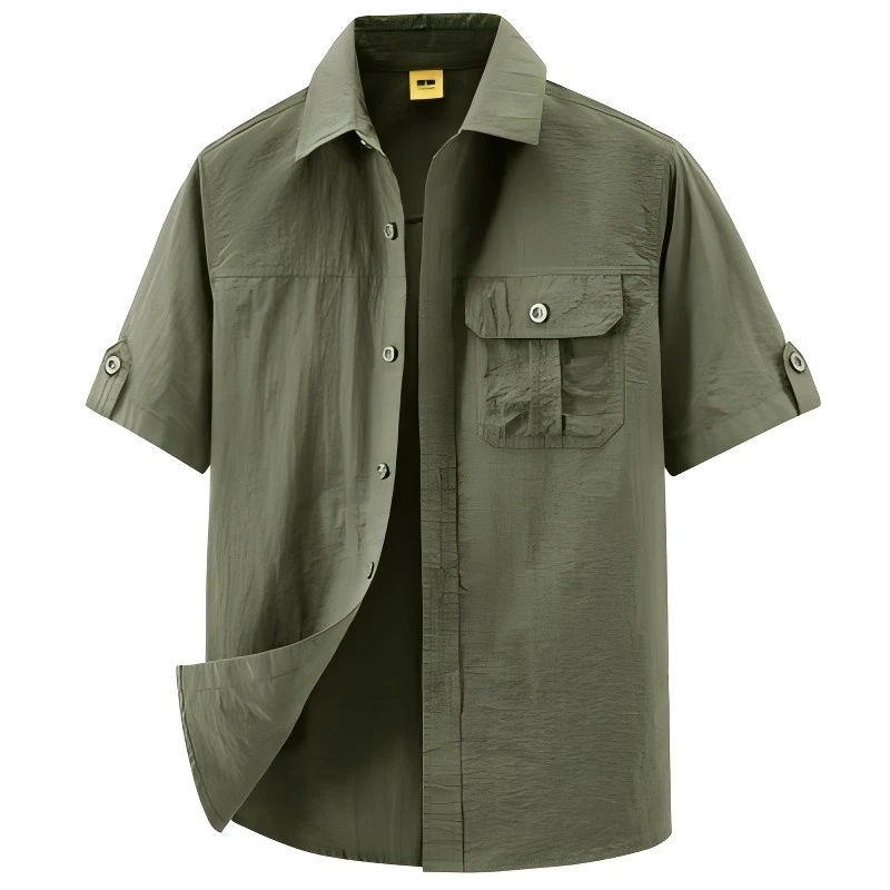 

Summer Men Short Sleeve Cargo Breathable Shirt Men Casual Tactic Military Polo Shirt Men Outdoor Camp Hike Safari Work Shirt Top