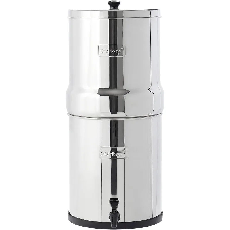 Big Berkey Gravity-Fed 스테인리스 스틸 조리대 정수 필터 시스템, 2.25 갤런, 정통 블랙 버키 요소 2 개, BB9-2