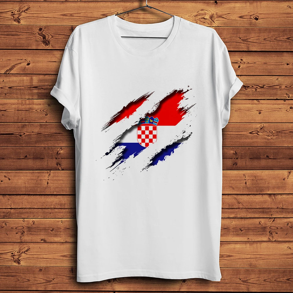 

Флаг Хорватии внутри, футболка с разрывом 3D Vision, мужская летняя белая повседневная футболка с короткими рукавами, дышащая футболка унисекс с принтом, уличная одежда