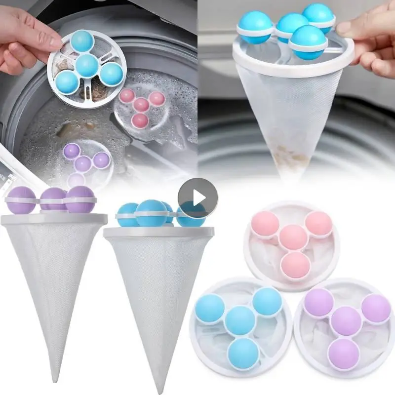 Cleaning Balls Washing Machine Hair Filter Floating Pet Fur Lint Hair Removal Catcher Reusable Mesh Dirty Collection Pouch Tools