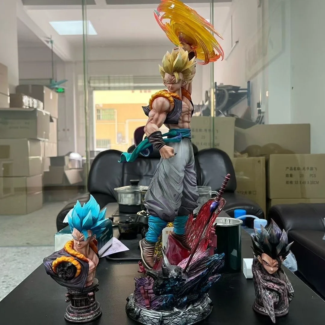 

45cm JT Statue Dragon Ball Gogeta Anime Large GK Resin Statue Three Replaceable Head Sculpts Collection Model Desktop Decor Gift