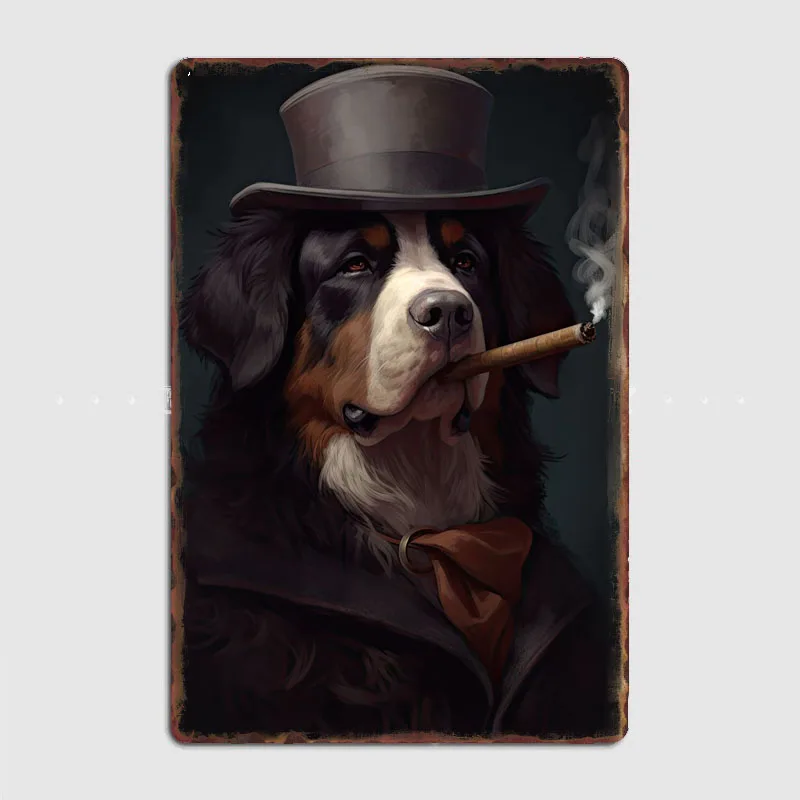 Bernese Mountain Gangster Metal Sign Pub Vintage Home Printing Wall Decor Tin Posters Room Decoration