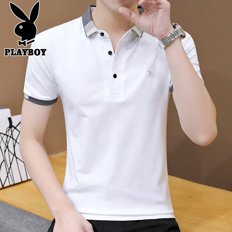 

Белая мужская футболка с коротким рукавом, летняя новинка, свободный крой, смесь хлопка и полиэстера, с защитой от сминания