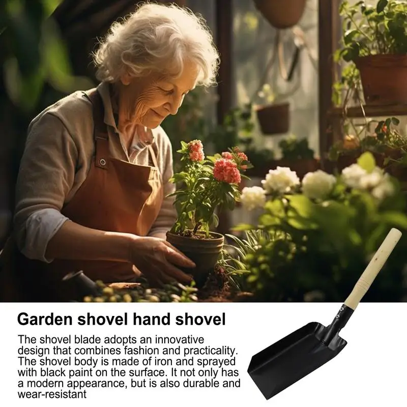 Gardening Shovel Iron Gardening Tool With Wooden Handle Heavy Duty Hand Shovel Multifunctional Digging Spade Durable Mud Shovel