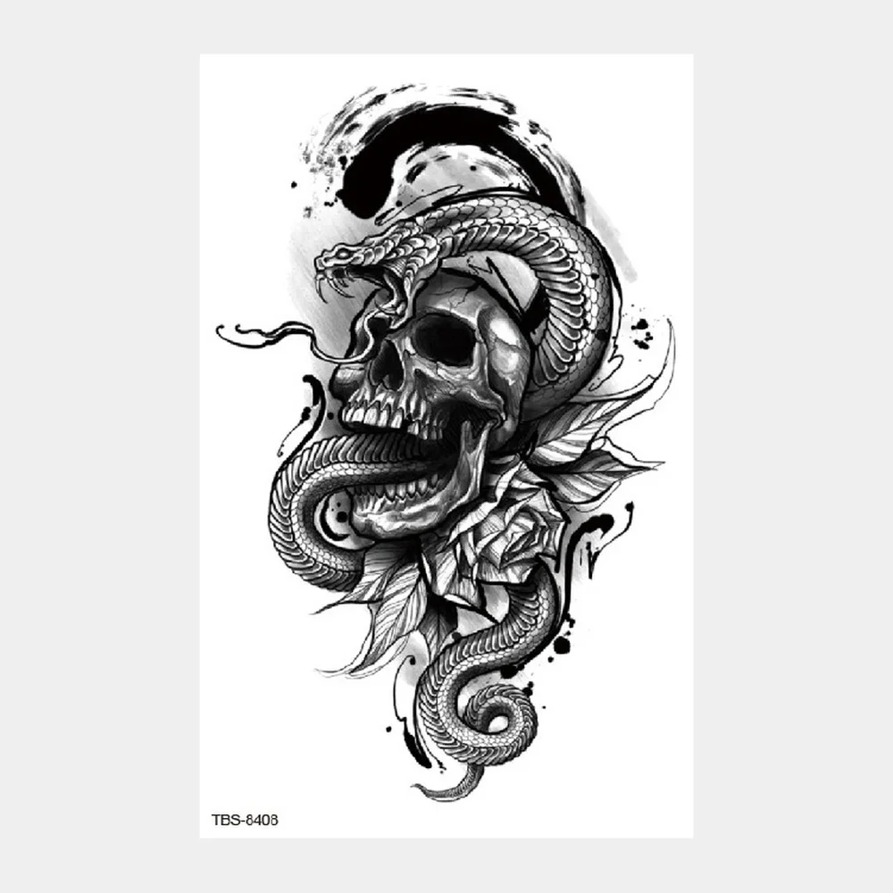 Waterproof Temporary Tattoo Sticker Animal Tatoo Sticker Wolf Head Lion Skull Head Male Domineering Water Transfer Tatto Sticker