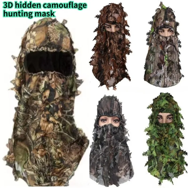 3D Full Face Mask Turkey Camo Hunter Hunting Accessories Leaf Camouflage Bird Watching Hunting Cap