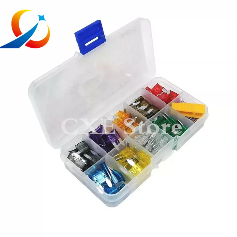 120pcs Profile Small Size Blade Car Fuse Assortment Set for Auto Car Truck 2 3 5 7.5 10 15 20 25 30 35A Fuse with Box