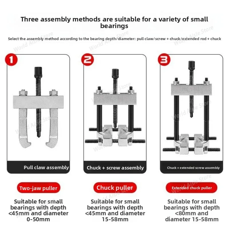 Small Bearing Disassembly, Puller Gearbox, Peling Remover, Clamping Tight, 45 Steel Quick-release Assembly Chuck Separator