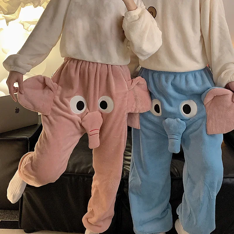 

Women Pants Autumn And Winter Funny And Cute Couple Pajama Pants With A Ringing Elephant Trunk