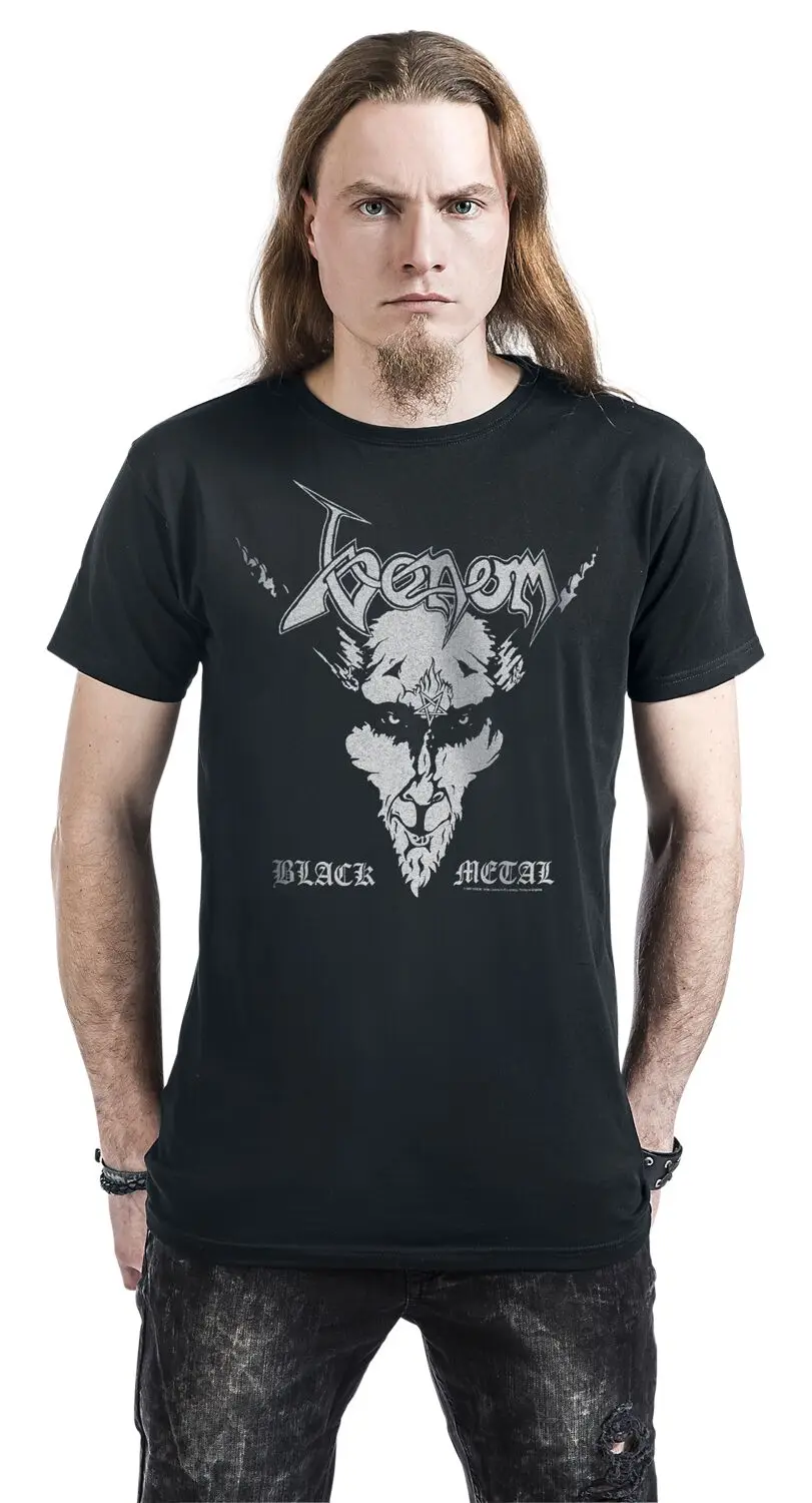 Schwarzes Metal-T-Shirt für Herren und Damen, mit Metal-Rock-Band-Motiv, aus Baumwolle, ideal für den Sommer, als Streetwear-Oberteil. – Detail 4
