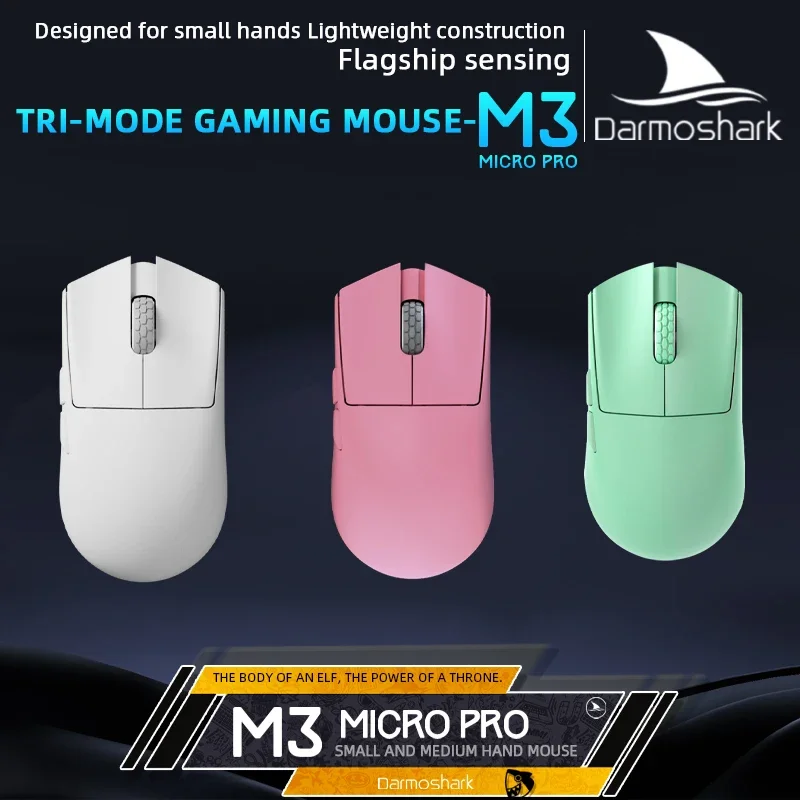 Darmoshark  M3 Micro Pro Gaming Mouse Wireless 8K Tri-Mode PAM3950 30000DPI N52840 Macro Game Mosue Lightweight Small Hand Mice