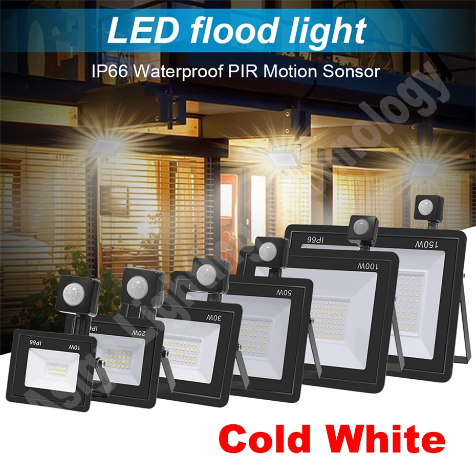 

220V Waterproof LED Floodlight PIR Motion Sensor Spotlight Refletor for Garden Street 50W 100W 150W Flood Light Outdoor Lighting